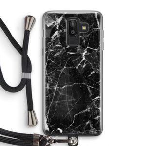 Zwart Marmer 2: Samsung Galaxy J8 (2018) Transparant Hoesje met koord