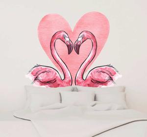 Muurdecoratie sticker flamingo hart