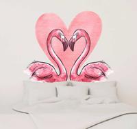 Muurdecoratie sticker flamingo hart - thumbnail