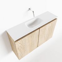 Toiletmeubel Mondiaz Ture | 80 cm | Meubelkleur Washed oak | Eden wastafel Talc Midden | Zonder kraangat
