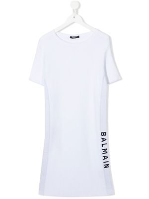Balmain Kids robe à bande logo - Blanc
