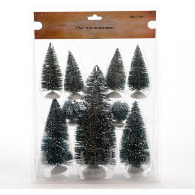 Decoratie boompjes/bomen groen 9x stuks 4-22 cm