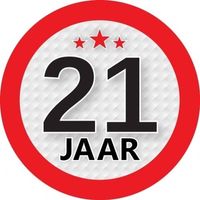 10x 21 Jaar leeftijd stickers rond 9 cm verjaardag versiering - Feeststickers