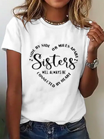 Casual Crew Neck Short Sleeve Loose Text Letters T-Shirt - thumbnail