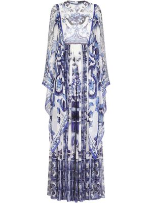 Dolce & Gabbana robe longue à imprimé Majolica - Bleu