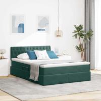 Opslag bed met matras Donkergroen 140 x 200 cm Fluweel