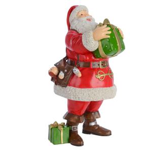 Kerstbeeldjes - kerstman - met cadeautje - 23 cm - polystone