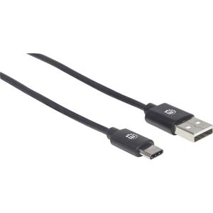 Manhattan USB-kabel USB 2.0 USB-A stekker, USB-C stekker 2.00 m Zwart 354929