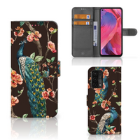 OPPO A54 5G | A74 5G | A93 5G Telefoonhoesje met Pasjes Pauw met Bloemen