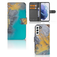 Samsung Galaxy S22 Bookcase Marble Blue Gold - thumbnail