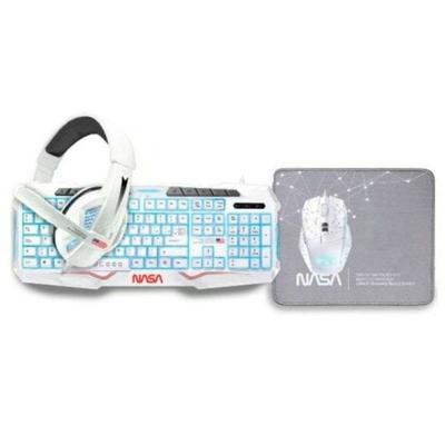 Toetsenbord en muis NASA ANDROMEDA4IN1-W Wit Multicolour Qwerty Spaans