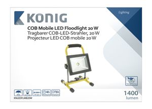 Mobiele LED Floodlight 20 W 1400 lm Zwart / Geel