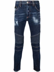 Philipp Plein jean skinny à design à empiècements - Bleu