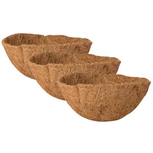 3x stuks voorgevormde inlegvellen kokos voor hanging basket 25 cm - kokosinleggers