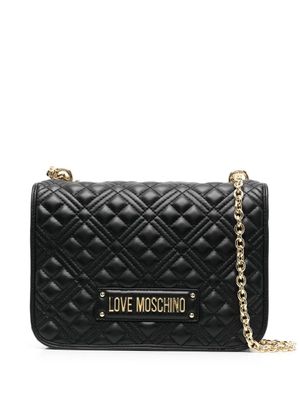 Love Moschino sac porté épaule matelassé à plaque logo - Noir