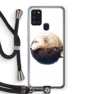 Yin Yang Wolves: Samsung Galaxy A21s Transparant Hoesje met koord