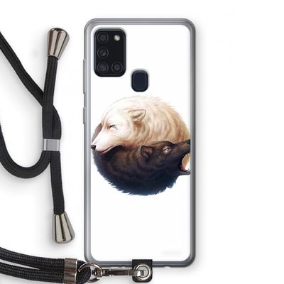Yin Yang Wolves: Samsung Galaxy A21s Transparant Hoesje met koord