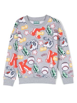 Kenzo Kids sweat en coton à imprimé graphique - Gris