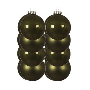 16x stuks kunststof kerstballen mos groen 10 cm glans/mat