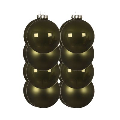 16x stuks kunststof kerstballen mos groen 10 cm glans/mat