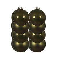 16x stuks kunststof kerstballen mos groen 10 cm glans/mat - thumbnail