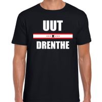 Uut Drenthe met vlag Drenthe t-shirts Drents dialect zwart voor heren