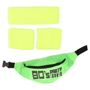 Foute 80s/90s party verkleed accessoire set - neon geel - jaren 80/90 thema feestje