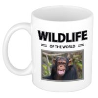 Chimpansee aap mok met dieren foto wildlife of the world