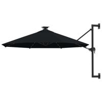 Wandparasol met LED's 300 cm zwart