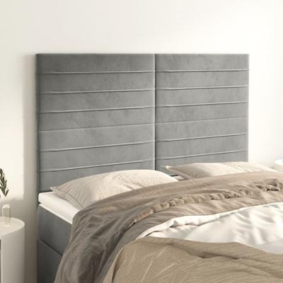 Hoofdborden 4 st 72x5x78/88 cm fluweel lichtgrijs