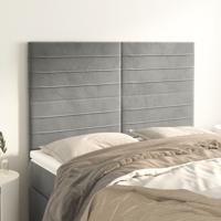 Hoofdborden 4 st 72x5x78/88 cm fluweel lichtgrijs