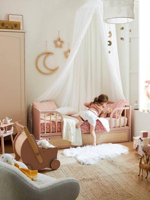 70x140cm omvormbaar babybed met rieten opberglade LIGNE POESIE nude