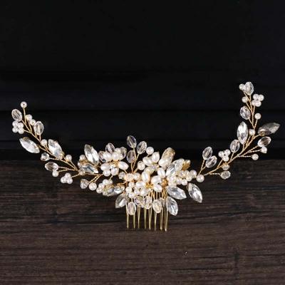 Gouden parel hoofdband Tiaras Crystal Strass bruids haar kammen helm