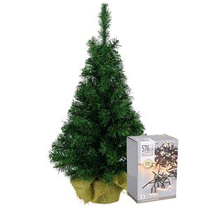 Decoris kerstboom 90 cm met clusterverlichting warm wit