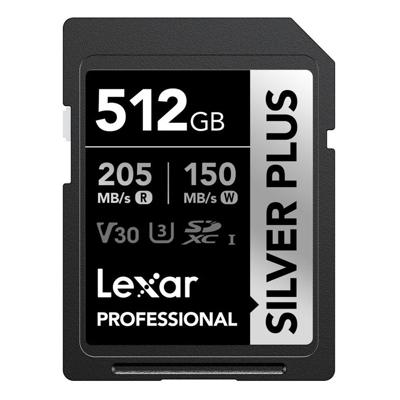 Lexar Silver Plus 512GB SDXC UHS-I V30 - R205/W150 MB/s