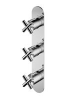 Hotbath Chap inbouwthermostaat 2-weg stopkraan verticaal, geborsteld nikkel - thumbnail