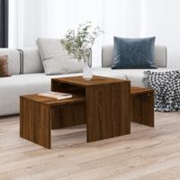 Salontafelset 100x48x40 cm bewerkt hout bruin eikenkleur