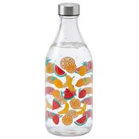 Vivalto Waterfles / drinkfles Fruity - glas - transparant - met RVS dop - 1000 ml