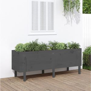 Plantenbak verhoogd 160x50x57 cm massief grenenhout grijs