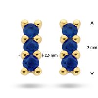 Oorknoppen geelgoud-saffier 2 x 0,114ct goudkleurig-blauw 7 x 2,5 mm - thumbnail