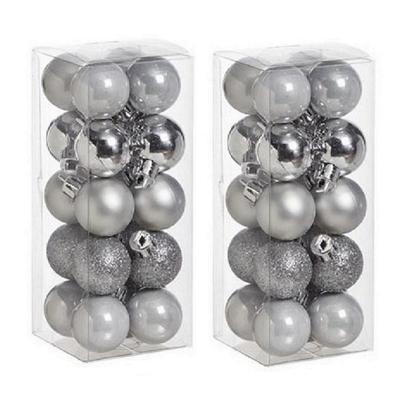 Cosy & Trendy Kerstballen - 40x kunststof - zilver - 3 cm - mat glans glitter