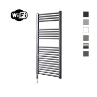 Elektrische Radiator Sanicare HWV Met Wifi 111,8x45 cm Gunmetal 596W Met Thermostaat Chroom Linksonder Sanicare