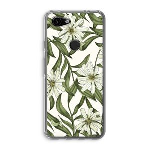 Wit bloemenpatroon: Google Pixel 3a Transparant Hoesje