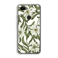 Wit bloemenpatroon: Google Pixel 3a Transparant Hoesje