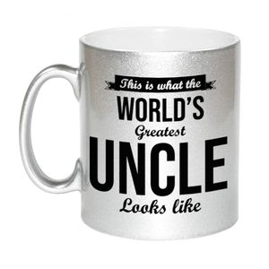 Worlds Greatest Uncle / oom cadeau mok / beker zilverglanzend 330 ml - feest mokken