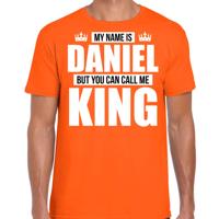 Naam cadeau t-shirt - my name is Daniel - but you can call me King - oranje - heren - koningsdag