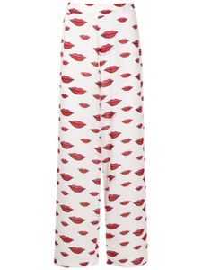 Amir Slama pantalon droit à motif lèvres - Blanc