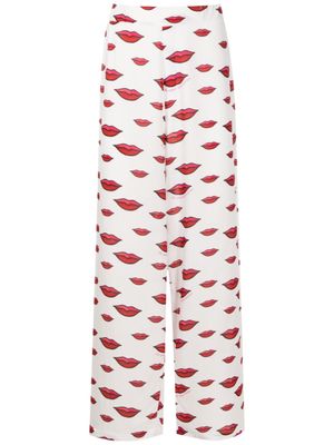 Amir Slama pantalon droit à motif lèvres - Blanc