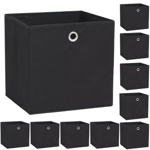 VidaXL Opbergboxen 10 st 32x32x32 cm nonwoven stof zwart