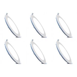 LED Downlight Slim 6 Pack - Inbouw - 6W - Helder/Koud Wit 6400K - Rond - Mat Wit - Aluminium - Ø120mm